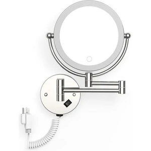 Duvara Monte LED Makyaj Aynası Fişli 5x Büyüteç Kozmetik Ayna Çift Taraflı Duvar Aynaları Dokunmatik Karartma Banyo Aynaları  (Gümüş) (Yurt Dışından)