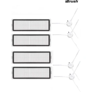 iBrush Vacuum Mop Pro 2+ 3D Uyumlu 4lü Hepa Filtre ve 4lü Yan Fırça