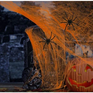 Halloween Cadılar Bayramı Için Turuncu Renk Örümcek Ağı Seti 20 gr