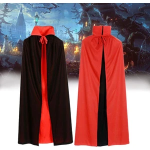 Çift Taraflı Yetişkin Halloween Drakula Pelerini Uzun 140 cm