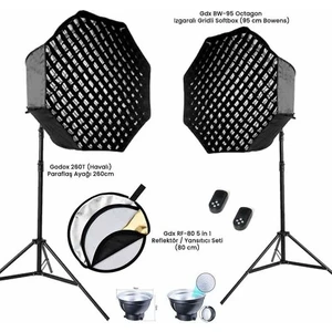 Gdx HD-60W LED & 95 Octa Gridli Softbox 2'li Video Işık Seti