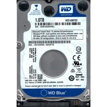 Wd 2.5 Blue 1tb 5400 Rpm 128MB Sata3 Notebook HDD WD10SPZX Fiyatı
