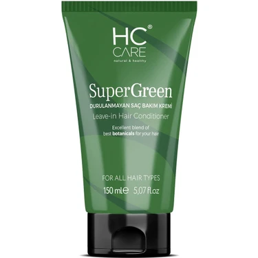 HC Care Super Green Durulanmayan Saç Bakım Kremi 150 ml – Canlandırıcı, Bitkisel Yağ ve Ekstrakt