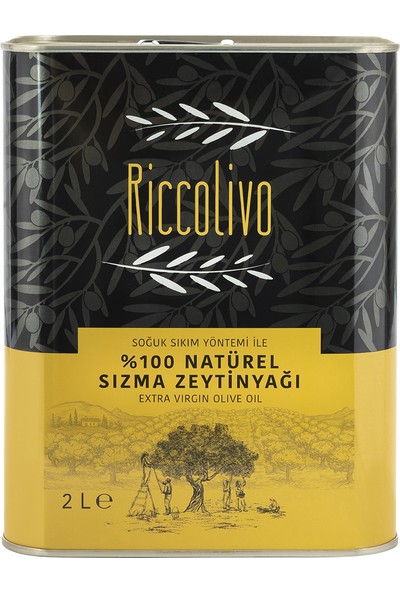 Riccolivo Premium Natürel Sızma Zeytinyağı 2 L Teneke - Erken Hasat - Soğuk Sıkım - Asitlik %0.3-0.6 - Yüksek Fenolik - Vegan - Tek Orjinli