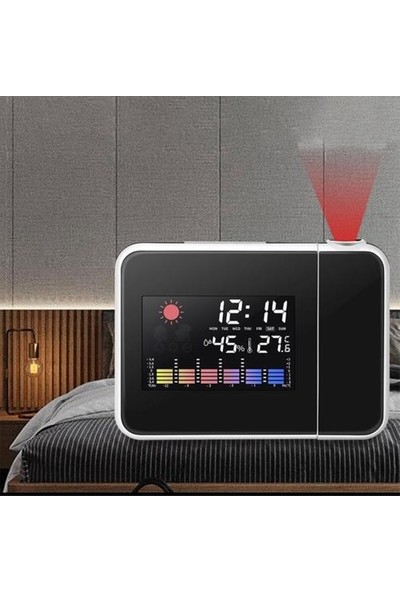 Xhang Masa Saati Dijital Çalar Saat Projeksiyon Tavan Projektör ile Çalar Saat Sıcaklık Termometre Zaman Tarihi | Alarm Saatleri (Yurt Dışından)