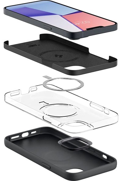 Spigen Apple iPhone 14 / iPhone 13 Kılıf Silicone Fit MagFit (Magsafe Uyumlu) Black - ACS05067
