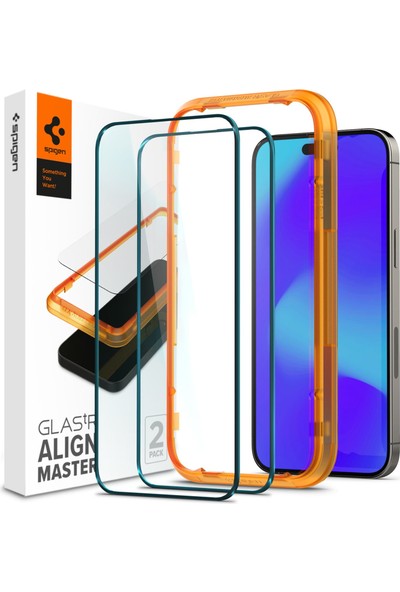 Spigen Apple iPhone 14 Pro Max Cam Ekran Koruyucu Kolay Kurulum Glas.tR AlignMaster Full Cover (2 Adet) Black - AGL05204