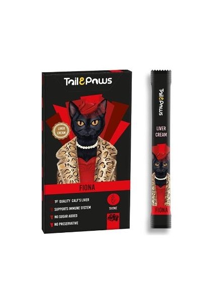 Tail&paws Fiona Liver Cream Kedi Kreması ( Ciğerli Sıvı Kedi Ödülü ) 15GR*5