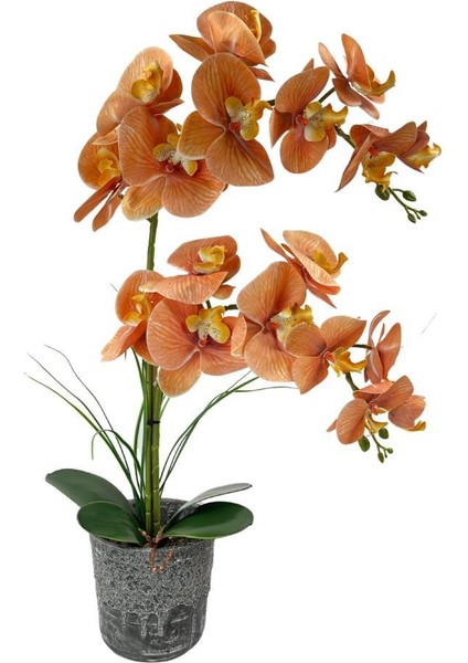 Yapay Çiçek 2li Somon Islak Orkide Seramik Saksıda Orkide 60CM fırsatları
