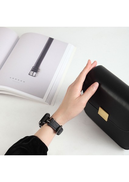 Apple Watch 7 41 mm Için Metal Uçlu Deri Kordon-Kayış Krd-53 fırsatları