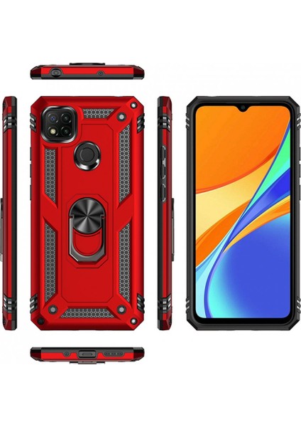 Xiaomi Redmi 9c Kılıf Ultra Korumalı Yüzüklü Manyetik Vega Kapak