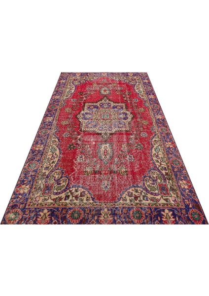 Gerçek El Dokuma Eskitme Vintage Halı 152 x 255 cm 9415