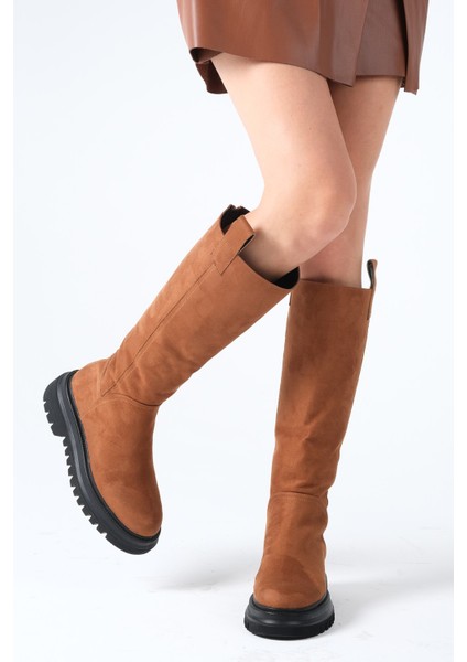 Taba Renk Süet Kürk Astarlı Arkadan Fermuarlı Kadın Postal Çizme fiyatları