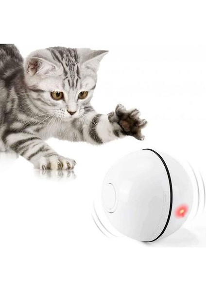 Interaktif Kedi Oyuncak Topu LED Işık 360 Derece Kendi Kendini Iplik Topu (Mavi) (Yurt Dışından)