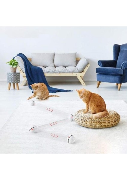 Interaktif Kedi Oyuncak Topu LED Işık 360 Derece Kendi Kendini Iplik Topu (Mavi) (Yurt Dışından)
