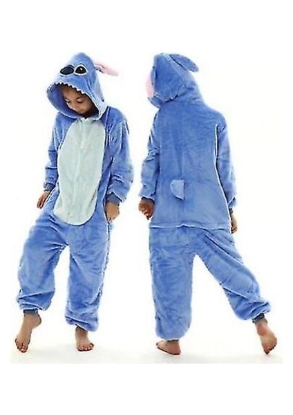 Dikiş Kigurumi Çocuklar Çocuk Pijama Kış Flanel Sıcak Pijama Erkek Kız Hayvan Onesies Tulumlar (140 Cm) (Yurt Dışından)