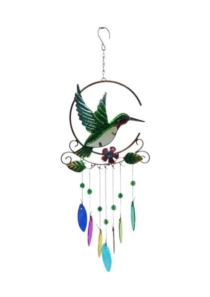 Hummingbird Rüzgar Çanları Rüzgar Çan Charm Kolye Güzel 7 Renkler ile Cam Kolye Yaratıcı Metal Zanaat Dekorasyon Yard | Rüzgar Çanları ve asılı Süslemeler (Yurt Dışından)