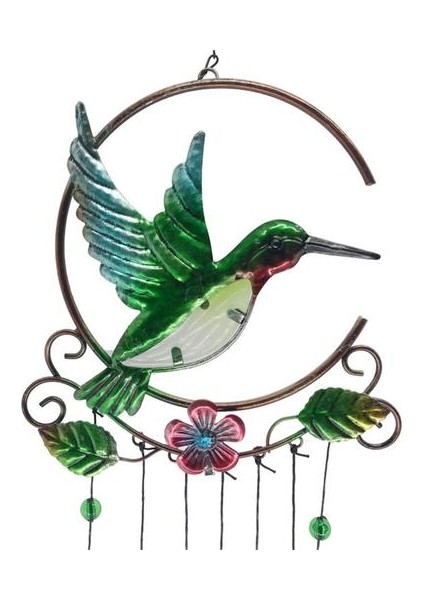 Hummingbird Rüzgar Çanları Rüzgar Çan Charm Kolye Güzel 7 Renkler ile Cam Kolye Yaratıcı Metal Zanaat Dekorasyon Yard | Rüzgar Çanları ve asılı Süslemeler (Yurt Dışından)
