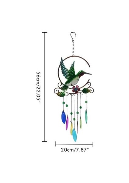 Hummingbird Rüzgar Çanları Rüzgar Çan Charm Kolye Güzel 7 Renkler ile Cam Kolye Yaratıcı Metal Zanaat Dekorasyon Yard | Rüzgar Çanları ve asılı Süslemeler (Yurt Dışından)