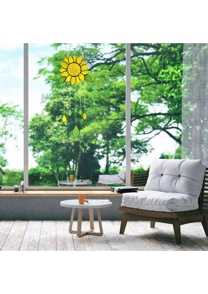 Güzel Vitray Ayçiçeği Pencere Asılı Panel Dekorasyon ile Zincir ile Ev Süs Ev Dekor Rüzgar Çanları Süsler | Rüzgar Çanları ve asılı Süslemeler (Yurt Dışından) modelleri