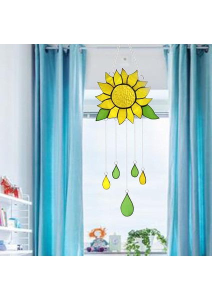 Güzel Vitray Ayçiçeği Pencere Asılı Panel Dekorasyon ile Zincir ile Ev Süs Ev Dekor Rüzgar Çanları Süsler | Rüzgar Çanları ve asılı Süslemeler (Yurt Dışından) fırsatları