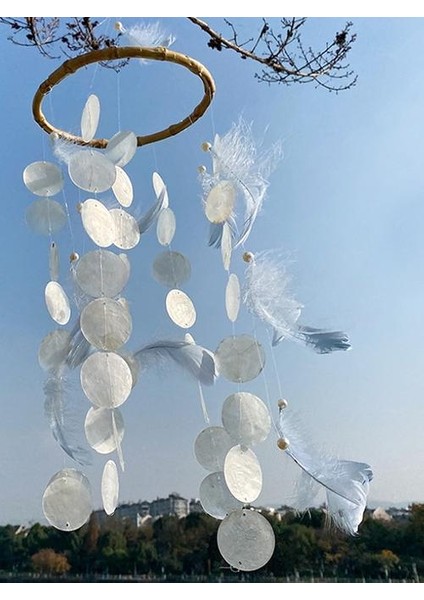Doğal Kabuk Rüya Catcher Ev Süsler Yenilikçi Hediyeler Rüzgar Çanları Dreamcatcher Tüyler Açık Duvar Asma Dekorasyon | Rüzgar Çanları ve asılı Süslemeler (Yurt Dışından) fırsatları