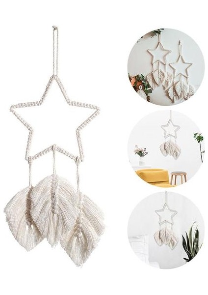 1 Adet Bohemian Rüya Catcher Makrome Yıldız Handwoven Duvar Asılı Dreamcatcher Süs Yatak Odası Oturma Odası Dekorasyon Için | Rüzgar Çanları ve asılı Süslemeler (Yurt Dışından)