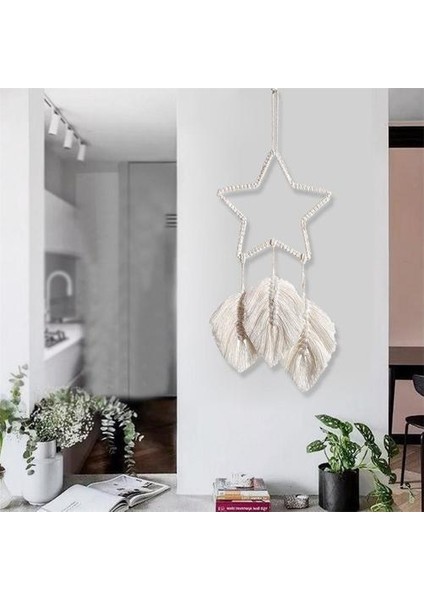 1 Adet Bohemian Rüya Catcher Makrome Yıldız Handwoven Duvar Asılı Dreamcatcher Süs Yatak Odası Oturma Odası Dekorasyon Için | Rüzgar Çanları ve asılı Süslemeler (Yurt Dışından)