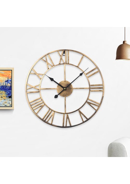 40 cm Büyük Iskelet Metal Roma Duvar Saati Büyük Sayılar Dev Yuvarlak Ingiltere (Yurt Dışından)