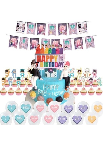 Bts Tema Parti Malzemeleri Dekor Afiş Kek Topper (Yurt Dışından)