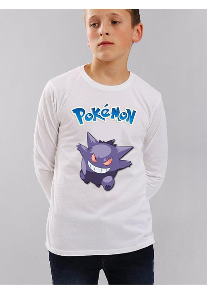 Pokemon Gengar Uzun Kol Çocuk Tişört