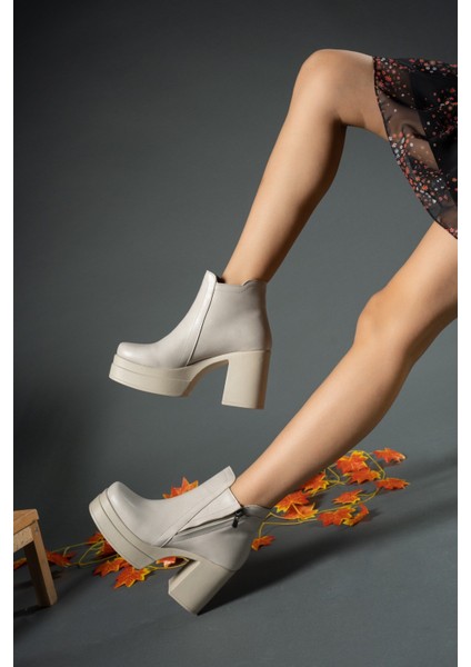 Bej Cilt Kadın Yüksek Topuklu Bot 00126400 indirimleri