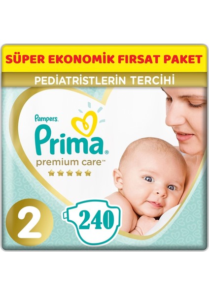 Premium Care Bebek Bezi Beden:2 (4-8 Kg) Mini 240 Adet Süper Fırsat Paket
