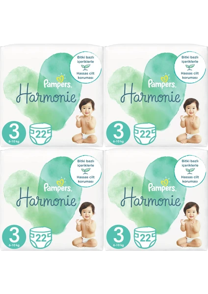 Pampers Harmonie Bebek Bezi Beden:3 (6-10 Kg) Midi 88 Adet Süper Fırsat Paket