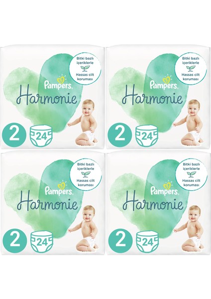 Pampers Harmonie Bebek Bezi Beden:2 (4-8 Kg) Mini 96 Adet Süper Fırsat Paket