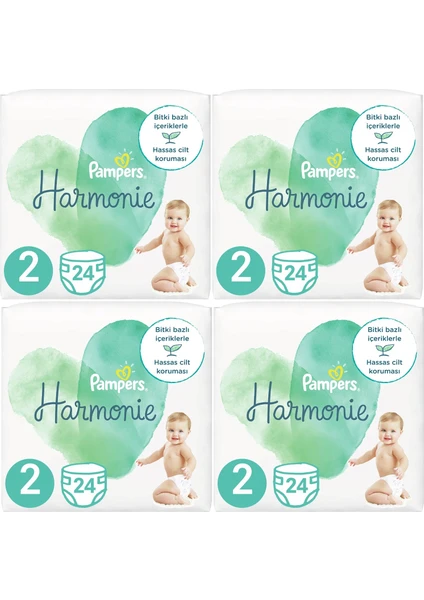 Pampers Harmonie Bebek Bezi Beden:2 (4-8 Kg) Mini 96 Adet Süper Fırsat Paket