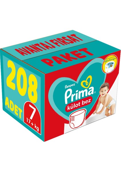 Külot Bebek Bezi Beden:7 (17+ Kg) Xxl 208 Adet Avantaj Fırsat Paket