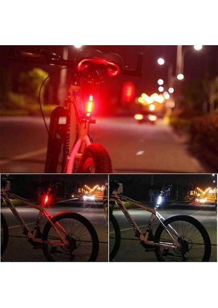 2 Adet USB Şarj Edilebilir LED Bisiklet Kuyruk Işık (Beyaz Işık)
