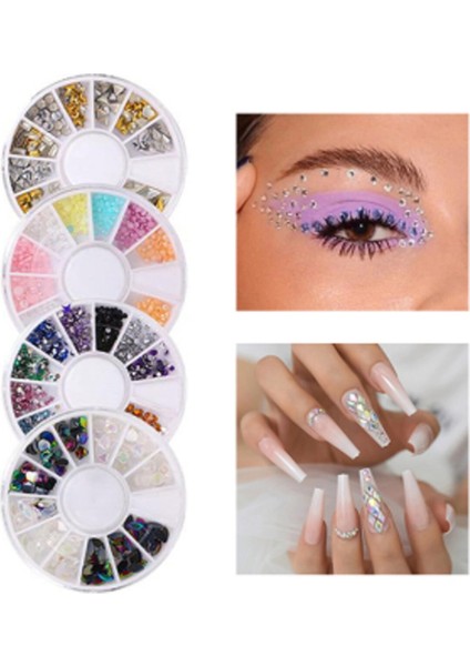 Tırnak Süsleme Taşı, Kolay Uygulanabilir, 4'lü Nail Art Tırnak Süsleme Taş Seti