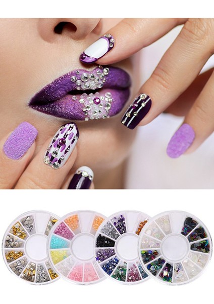 Tırnak Süsleme Taşı, Kolay Uygulanabilir, 4'lü Nail Art Tırnak Süsleme Taş Seti modelleri