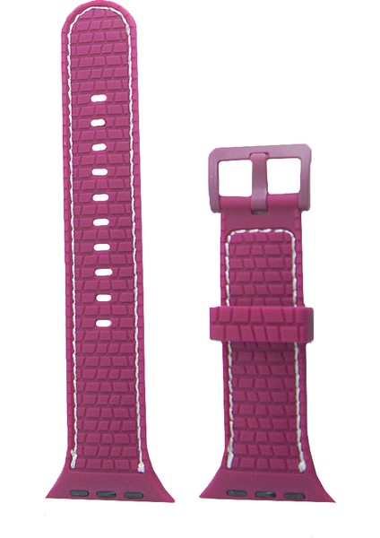 Apple Watch 6 Ile Uyumlu Delikli Vlahovic 38-40MM Dikişli Tokalı Kordon Bordo fiyatları