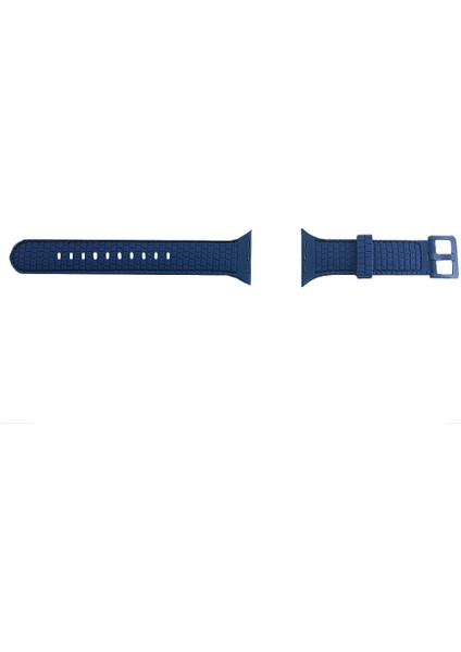 Apple Watch 6 Ile Uyumlu Delikli Vlahovic 42-44MM Dikişli Tokalı Kordon Lacivert modelleri