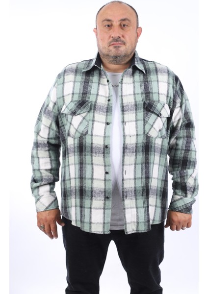 Büyük Beden Oduncu Çift Cep Big Plaid 22216-YESIL fiyatları