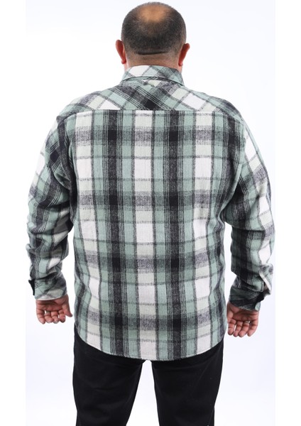 Büyük Beden Oduncu Çift Cep Big Plaid 22216-YESIL modelleri