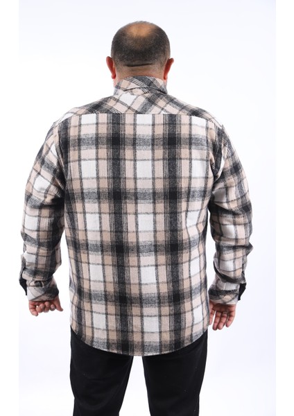 Büyük Beden Oduncu Çift Cep Big Plaid 22216-BEJ modelleri