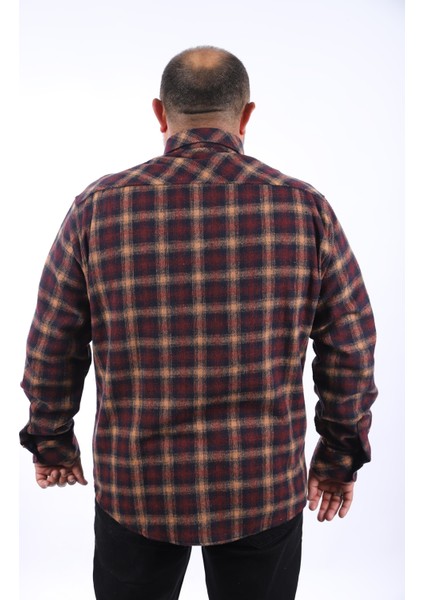 Büyük Beden Oduncu Çift Cep Kapaklı Small Plaid 22217-BORDO modelleri