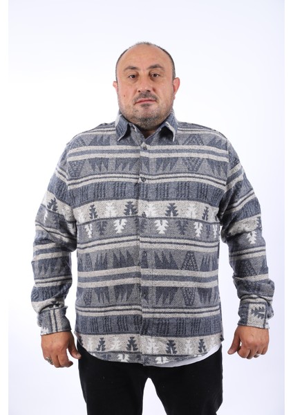 Oduncu Gömlek Mc Rug Print 22211-INDIGO