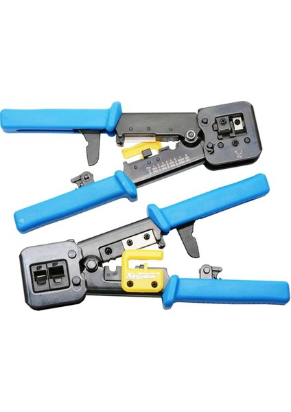 RJ45-RJ11 Cat5 Cat6 Kolay Sıkma Pensesi + Kablo Test Cihazı + Yeni Nesil Jak 10 Adet 3 Lü Set