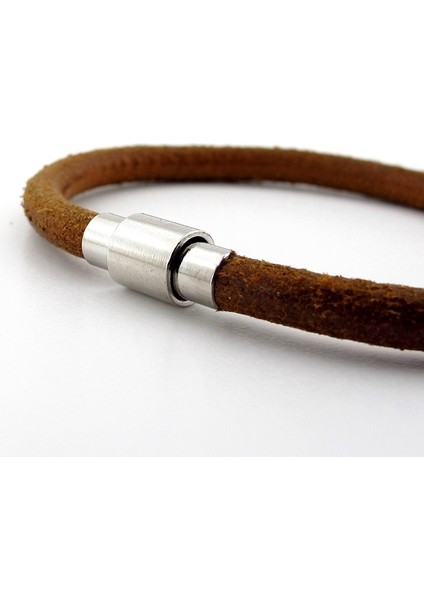 Taba Kahve Eskitme Doğal Deri Metal Klips Erkek Bileklik M025B modelleri