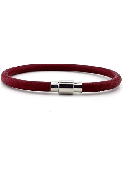 Bordo Eskitme Deri Metal Klips Erkek Bileklik M025E fiyatları